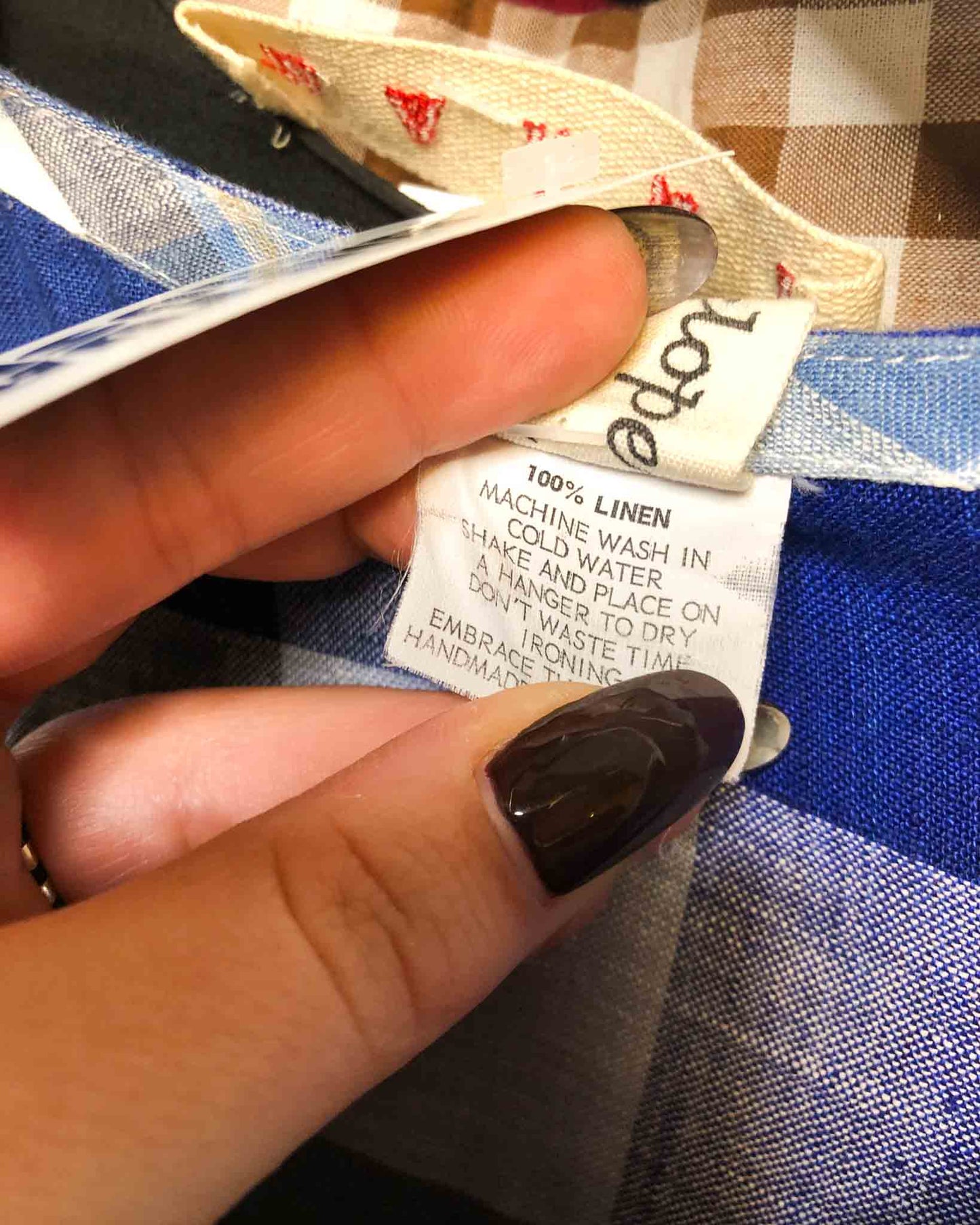 One Size | Penelope Durston Blue Check Linen Dress