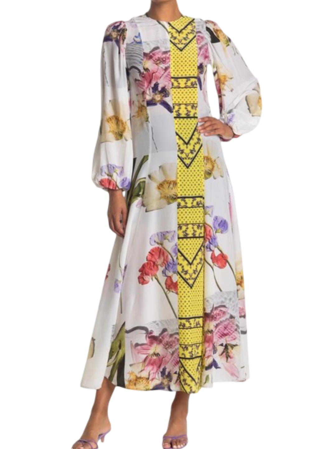 Size 34 (6) | Ganni Hemlock Patchwork Silk Dress