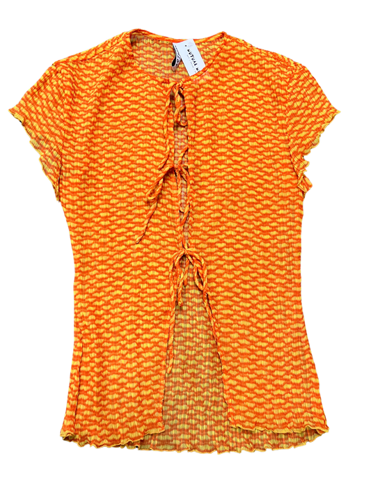 Size 8 - Arthur Apparel Orange Croc Sheer Tie Top