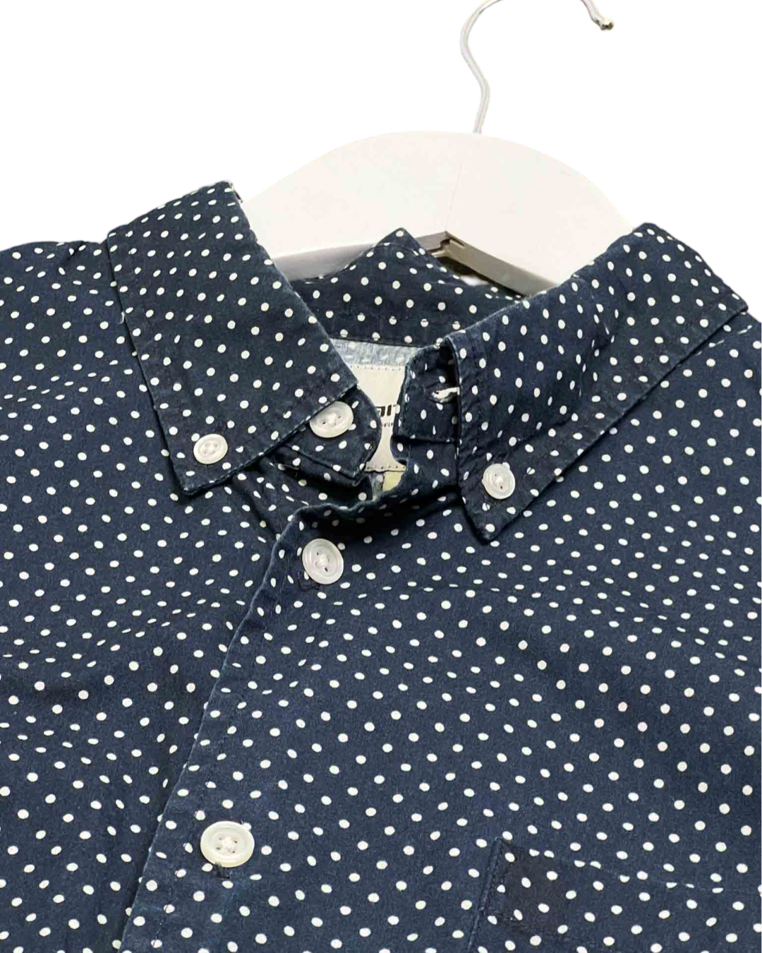 Size L | Carhartt Navy and White Dots Long Sleeve Shirt