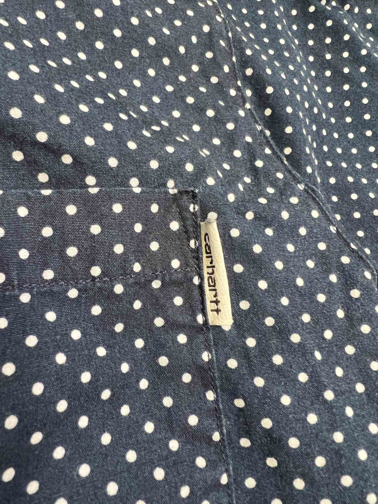 Size L | Carhartt Navy and White Dots Long Sleeve Shirt