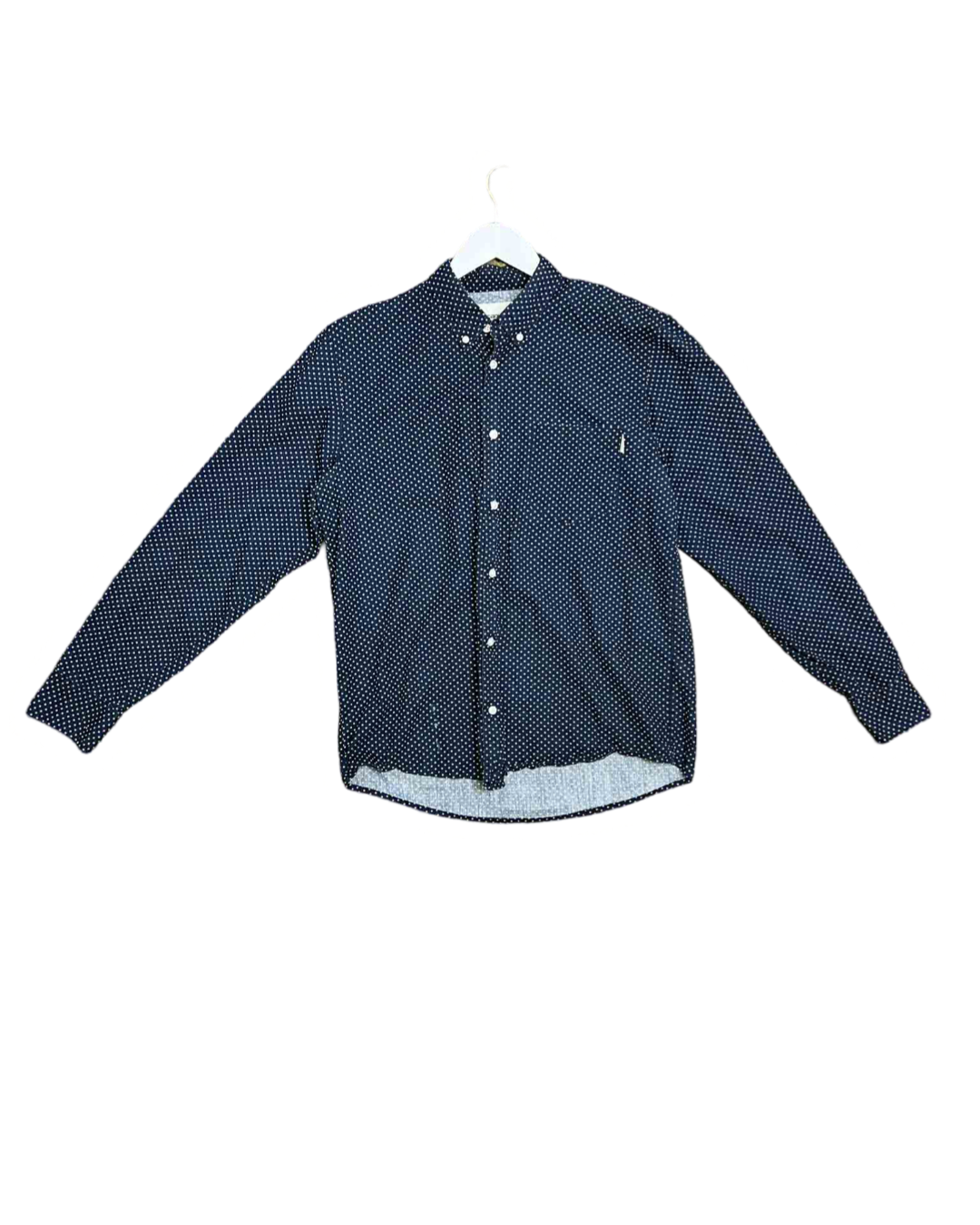 Size L | Carhartt Navy and White Dots Long Sleeve Shirt