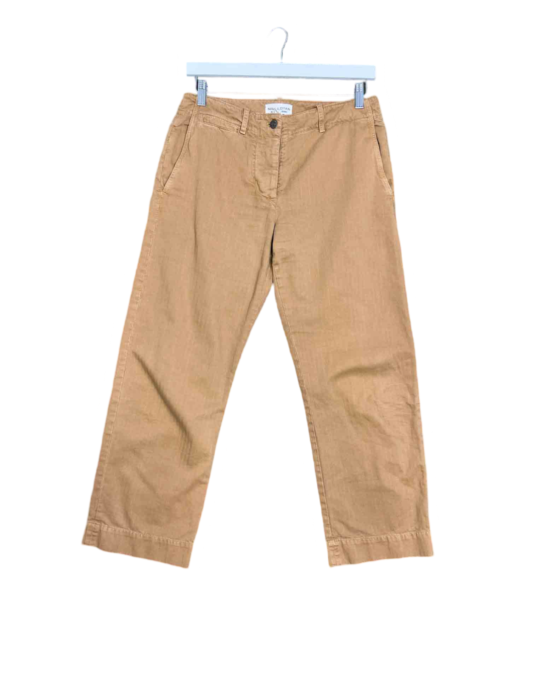 Size 4 (14) | Nili Lotan Camel Tomboy Cotton Blend Twill Straight Leg Pants