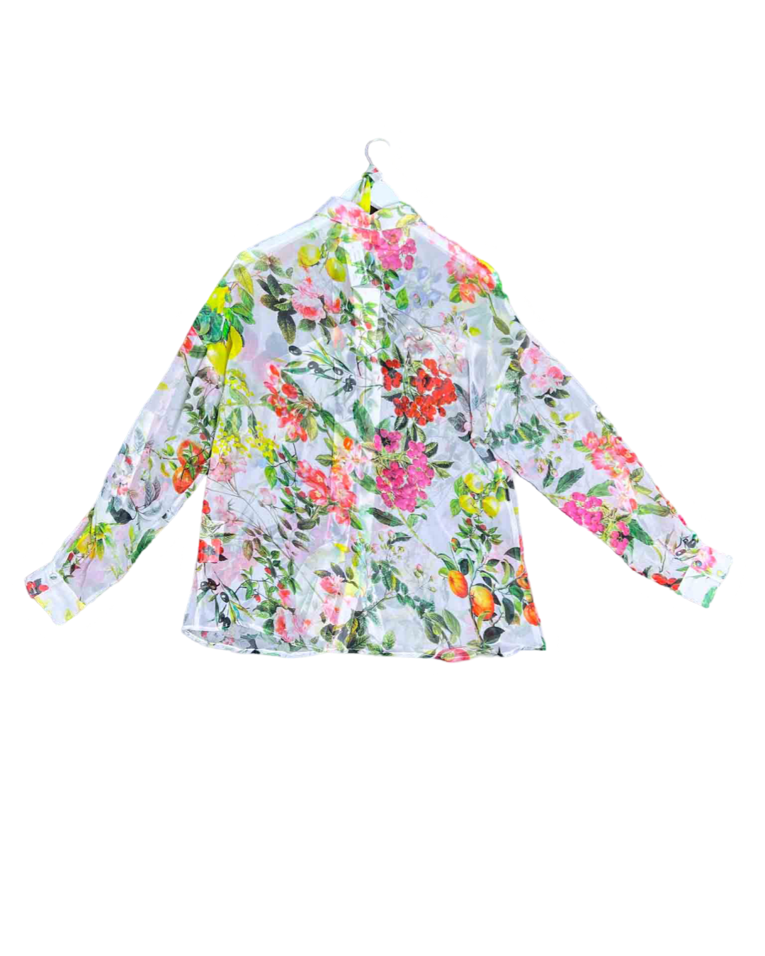 Size S | Rococo Sand White and Multicoloured Sheer Floral Top