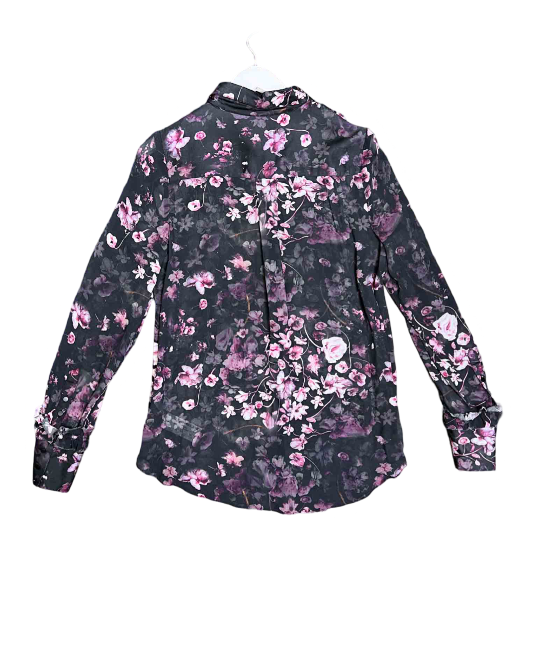 Size 8 | Aje Black and Multicoloured Floral Ruffle Blouse