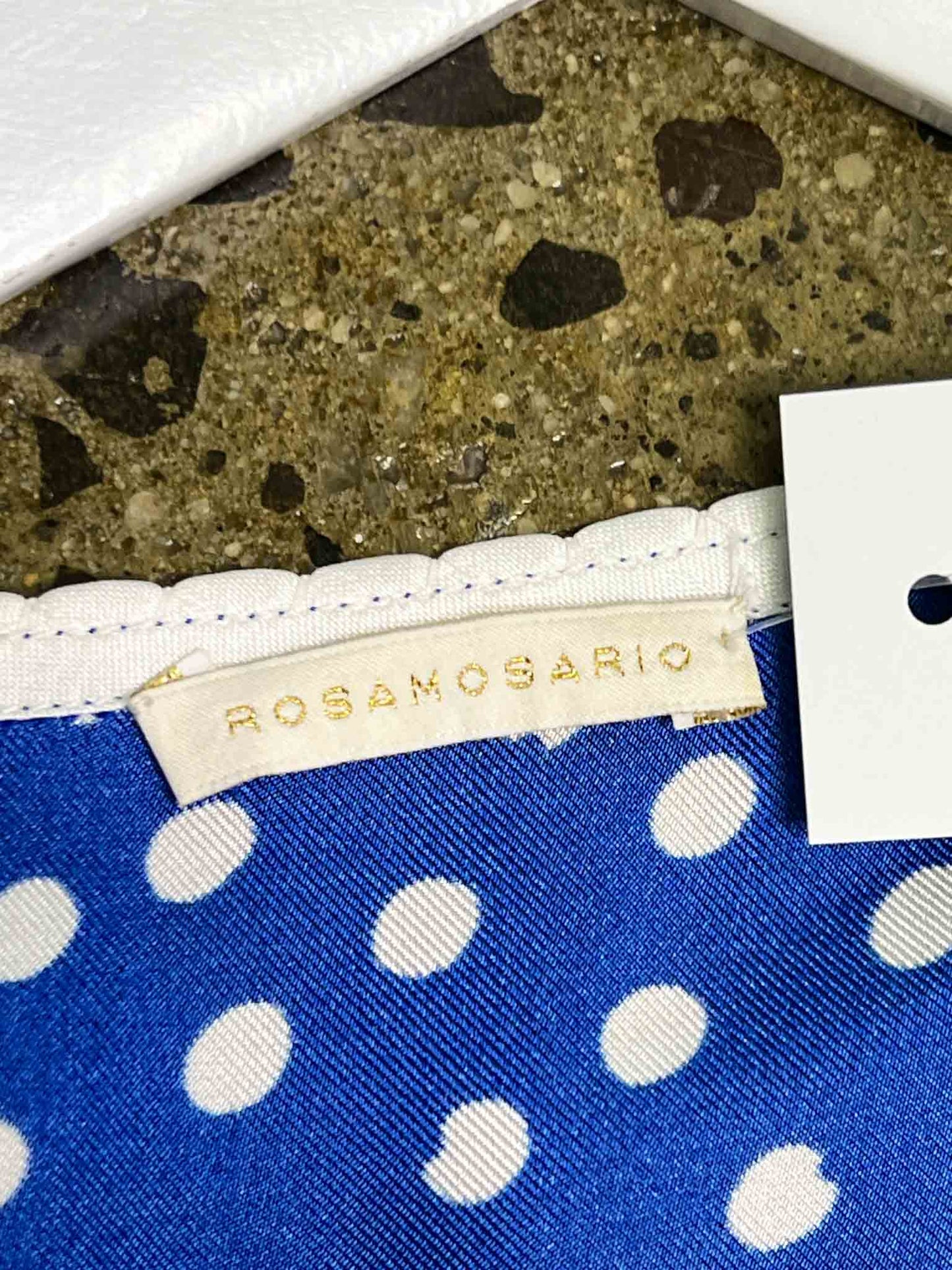 Size S | Rosamosario Blue and White Silk Polka Dots Midi Dress