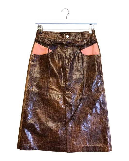 Size M | Anderson Bell Cracked Patent Faux Leather Skirt