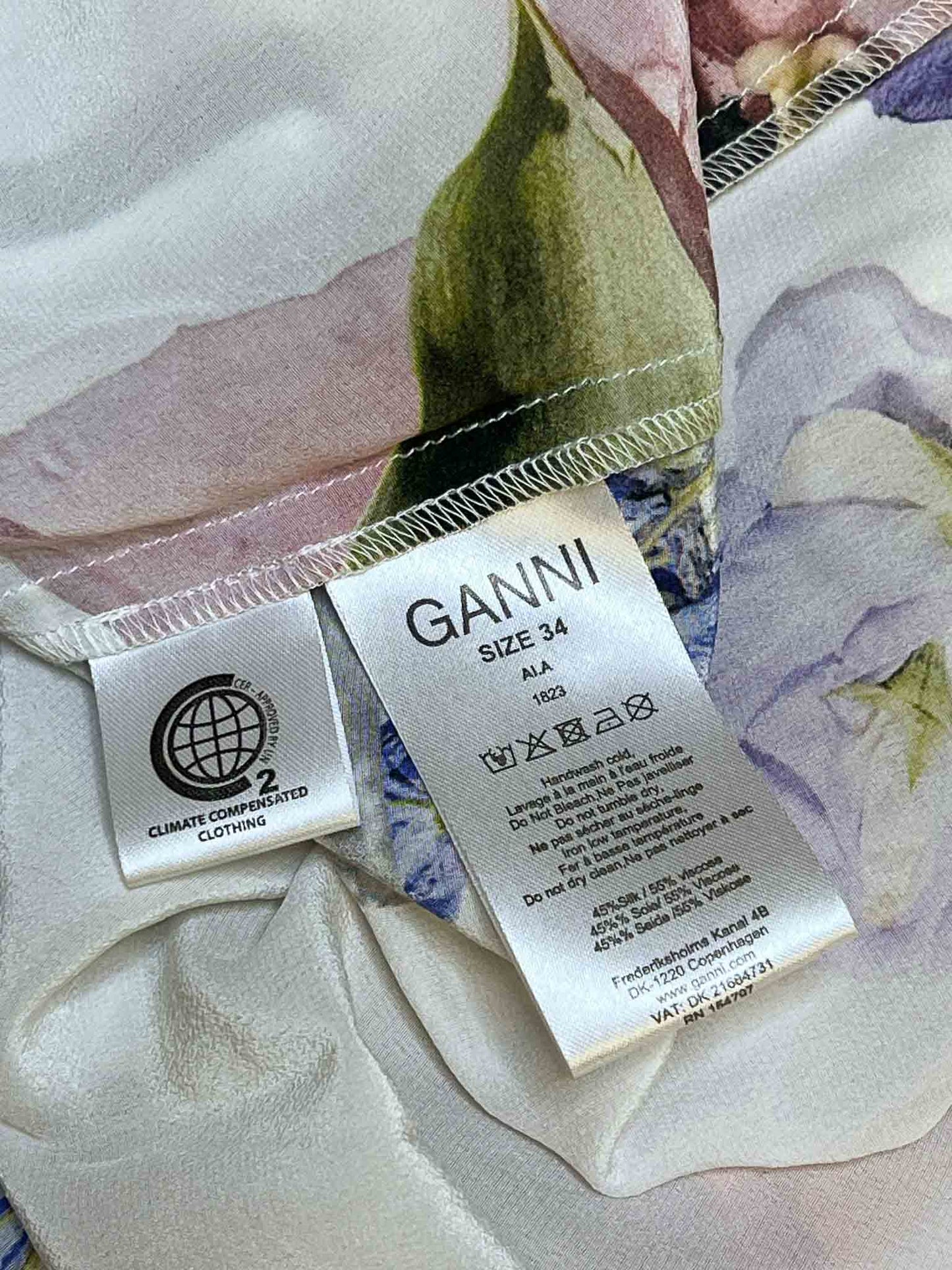 Size 34 (6) | Ganni Hemlock Patchwork Silk Dress