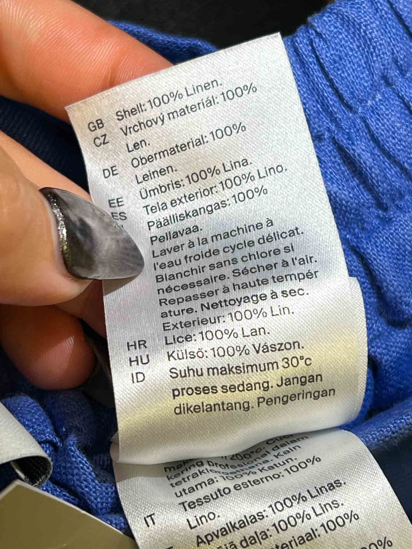 Size 40 (M) | COS Blue Linen Wide-Leg Pants