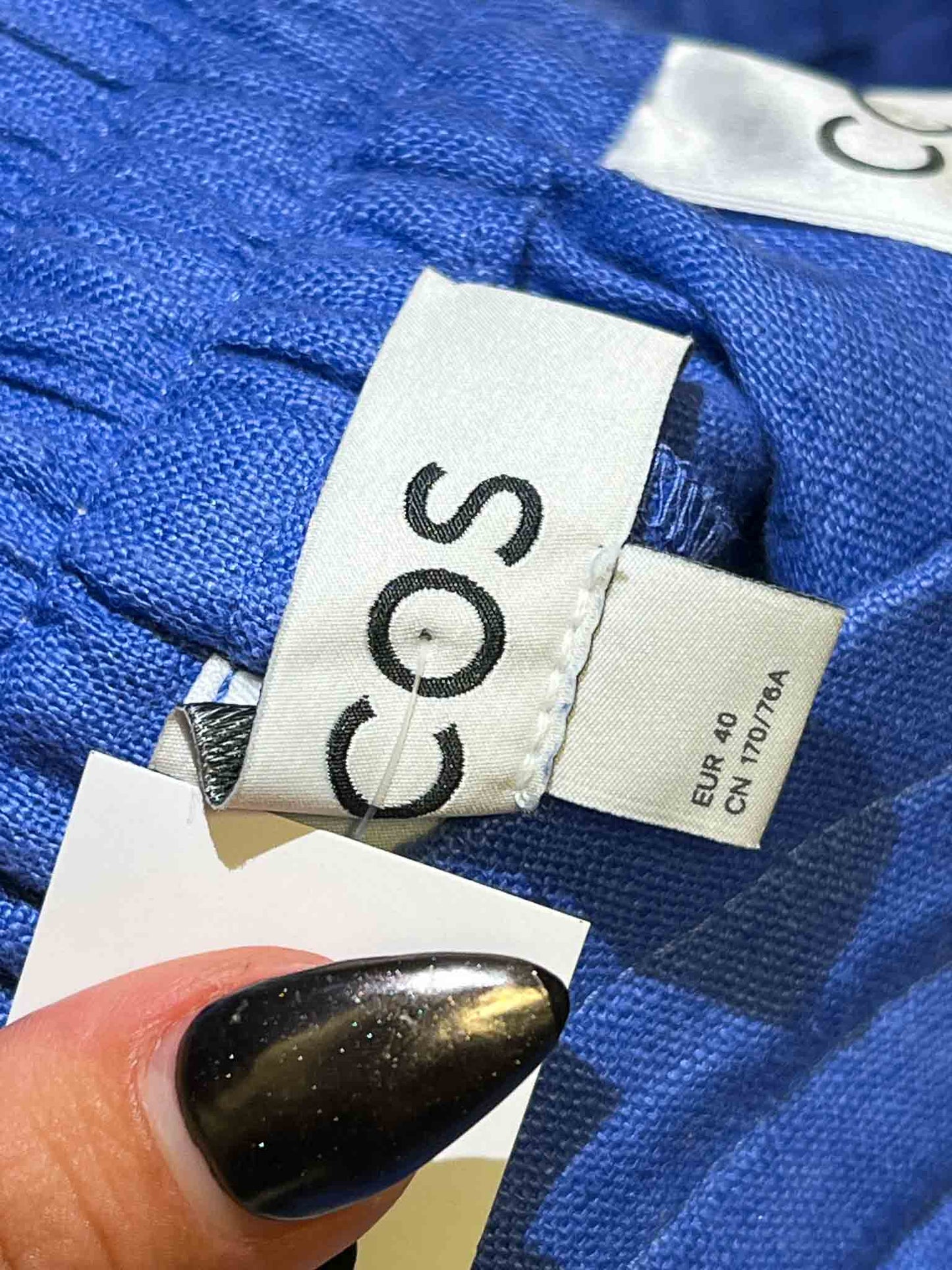 Size 40 (M) | COS Blue Linen Wide-Leg Pants