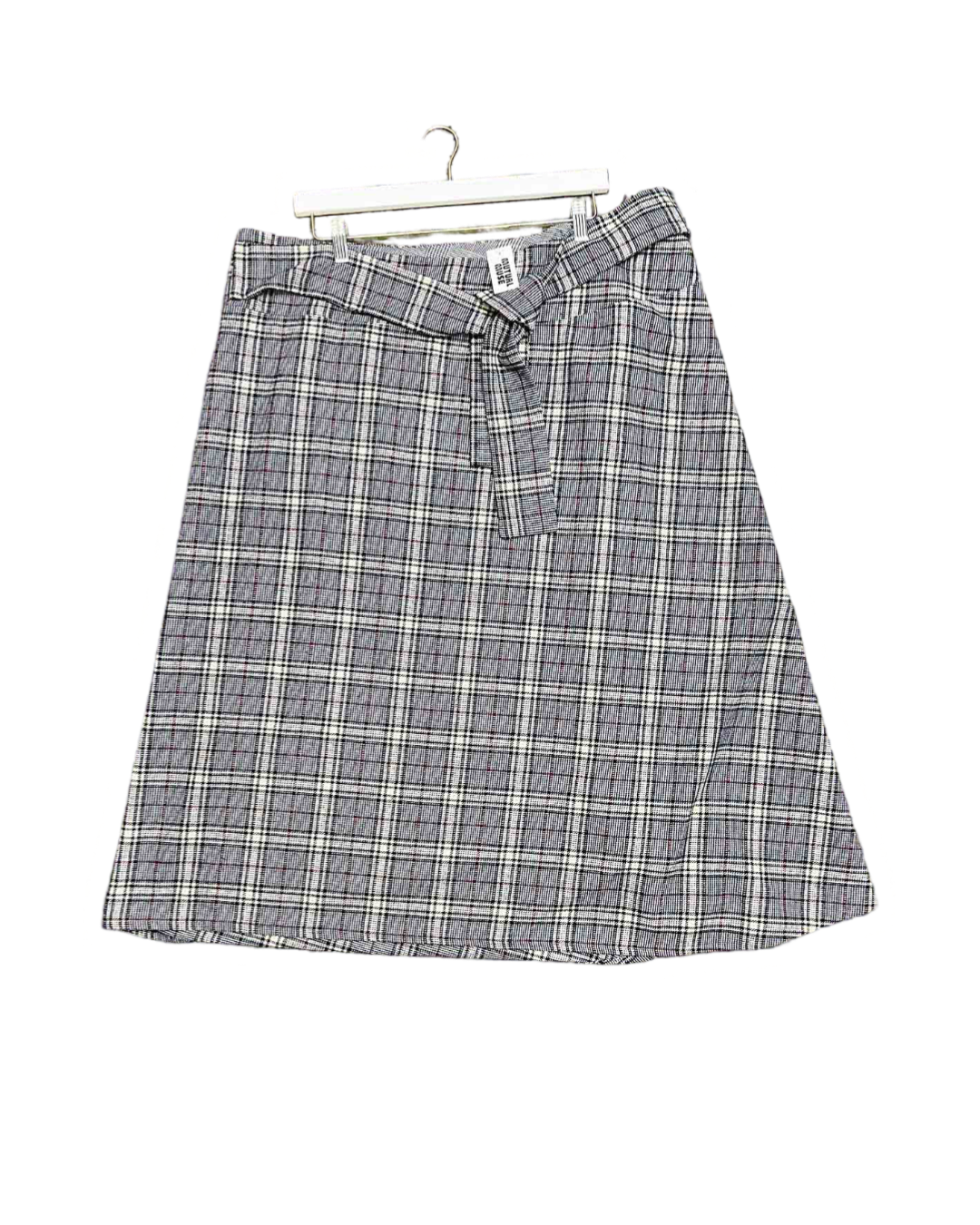 Size L | Honest Studios Blue Tartan Wool-feel Belted Midi Skirt