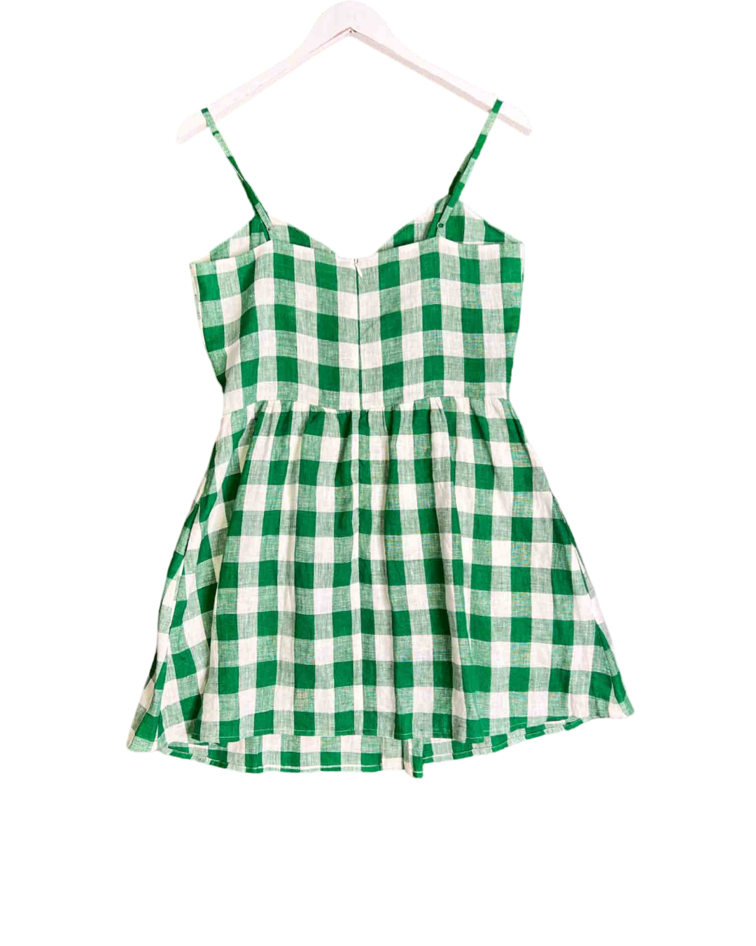 Size 8 (12) | Green Check Reformation Mini Dress