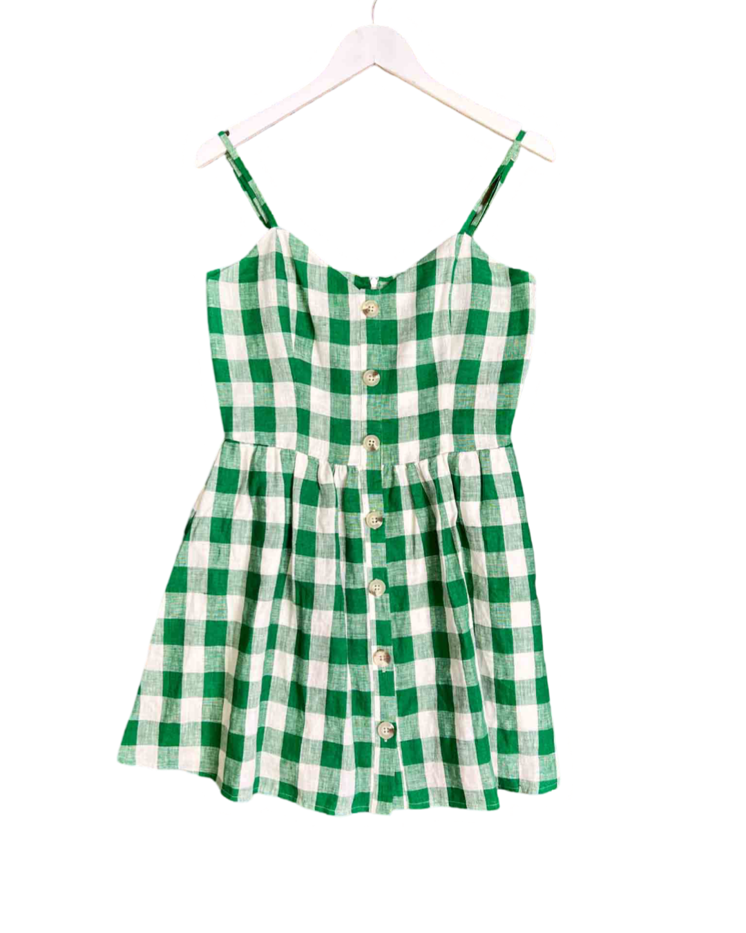 Size 8 (12) | Green Check Reformation Mini Dress