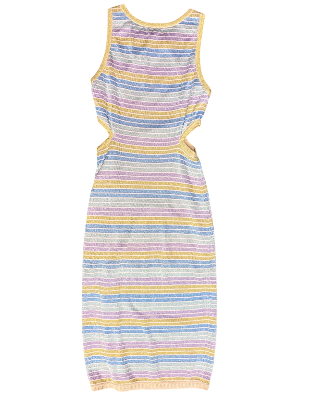 Size L - Suboo Striped Lurex Cutout Dress