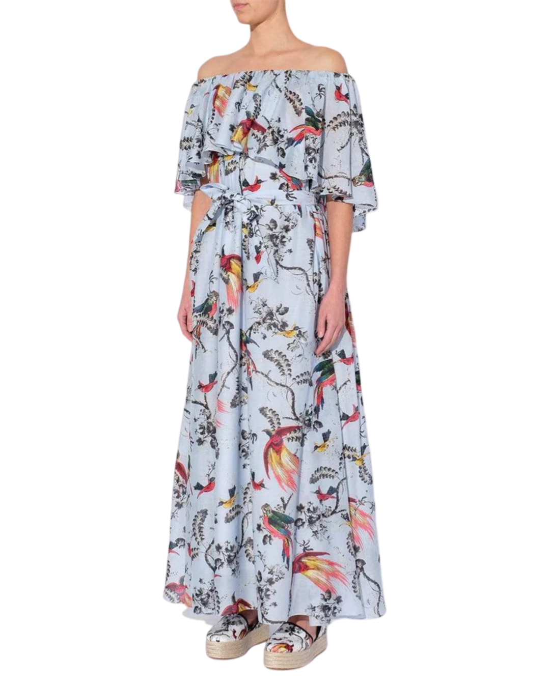 Size 14 | Erdem Blue Elgarve Paisley Parrot Cotton Silk Voile Maxi Dress