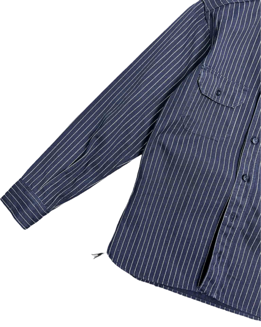 Size S - Momotaro Jeans Black and White Stripe Cotton Drill Shirt