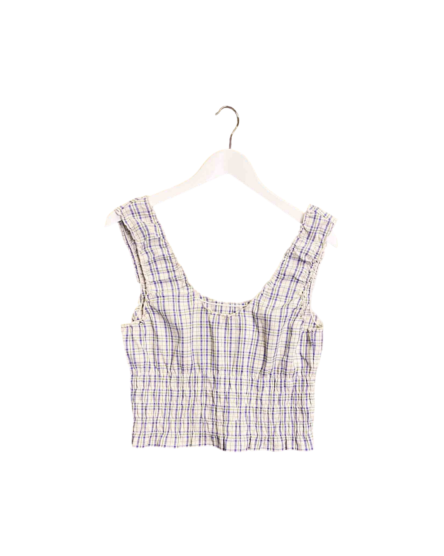 Size S | Incu Collection Plaid Shirred Top