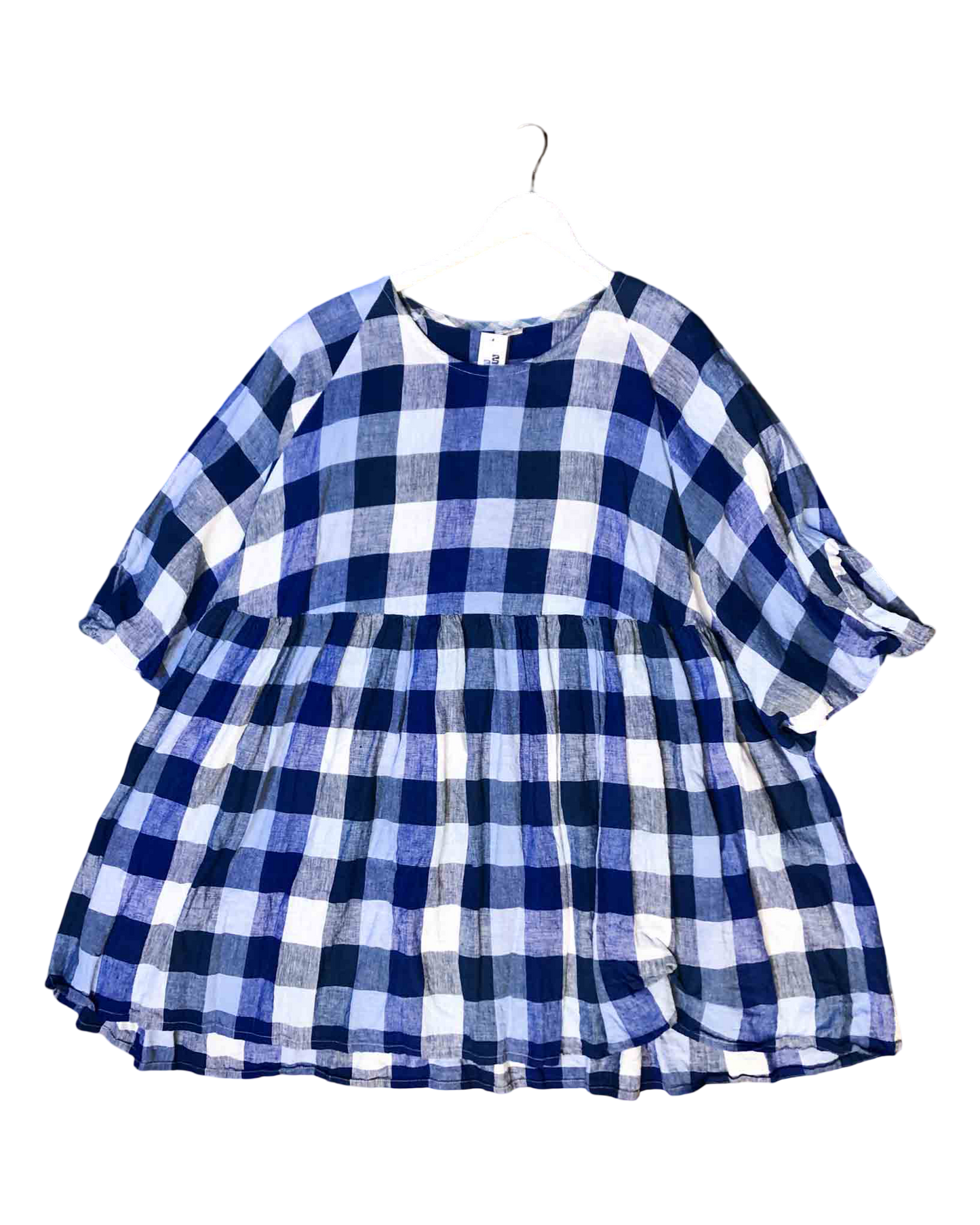 One Size | Penelope Durston Blue Check Linen Dress