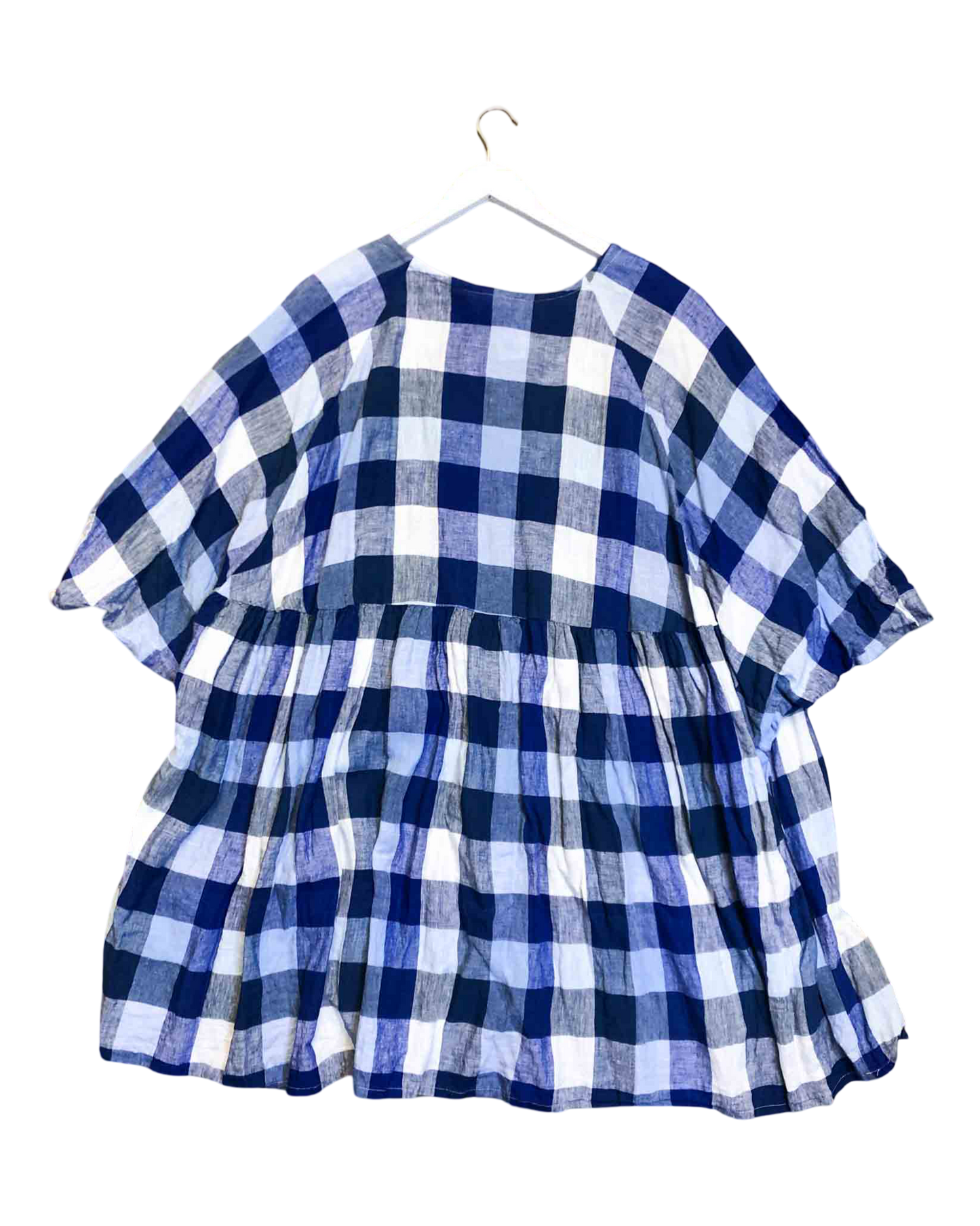One Size | Penelope Durston Blue Check Linen Dress