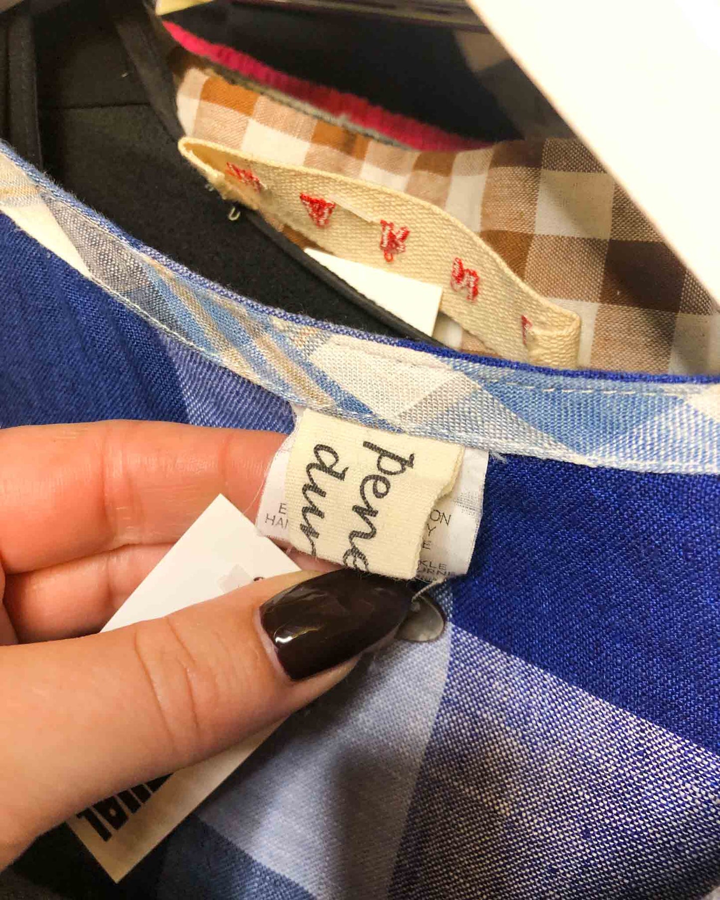 One Size | Penelope Durston Blue Check Linen Dress