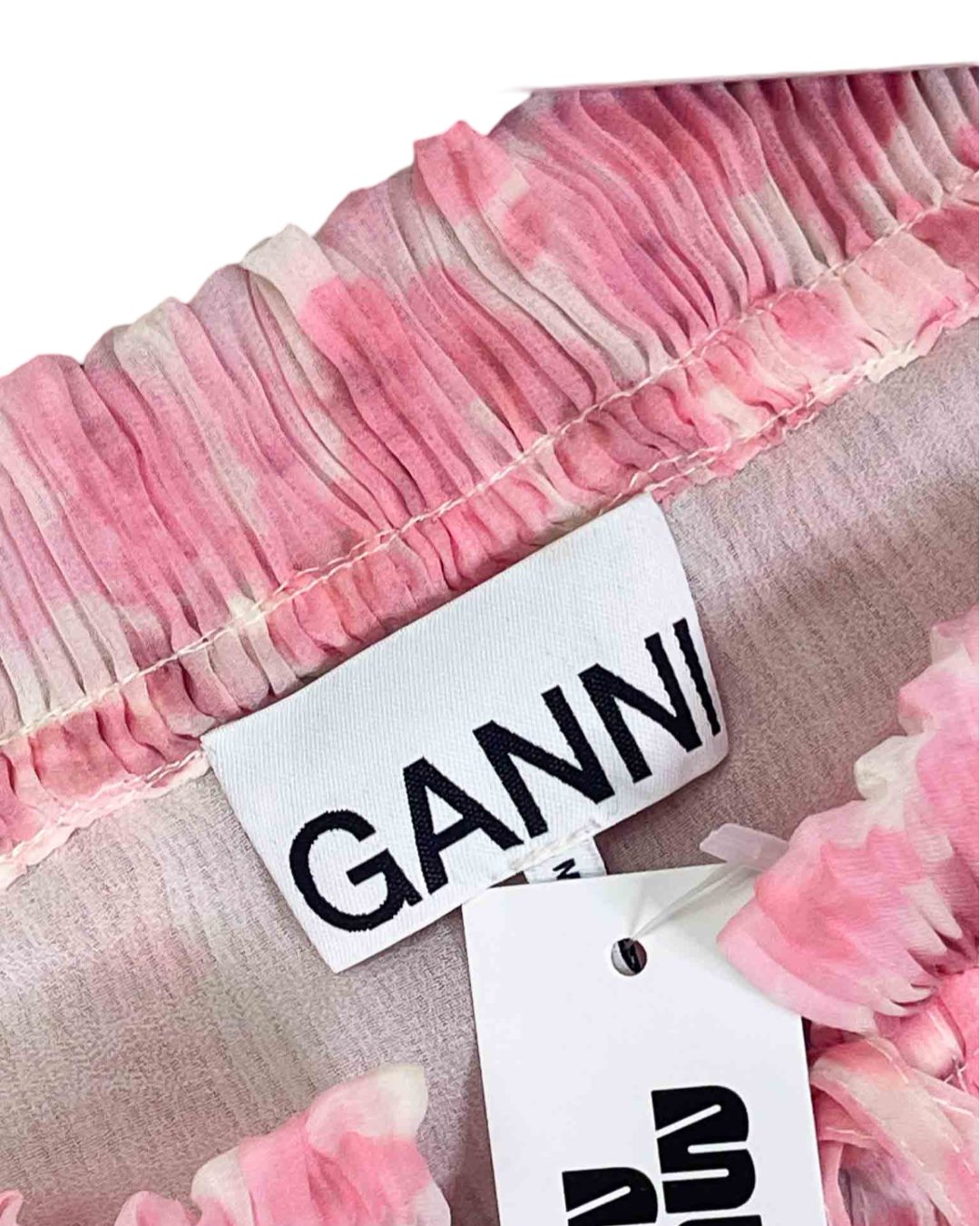 Size 34 (S) | Ganni Pleated Georgette Floral Pink Top