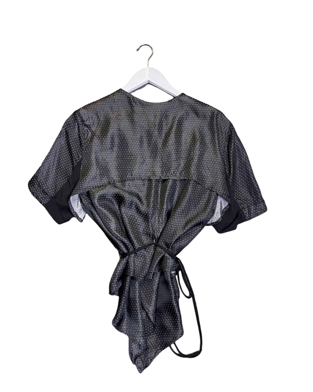 Size 14 - Nom*D Black Viscose+ Silk Polka Wrap Top