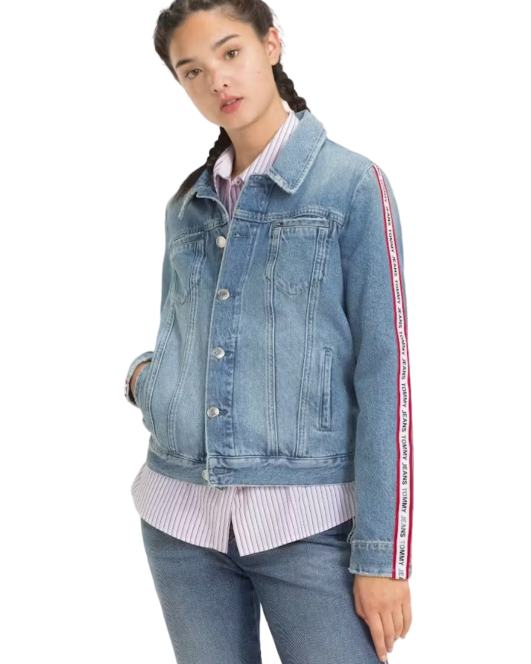 Size S - Tommy Jeans Logo Stripe Denim Jacket