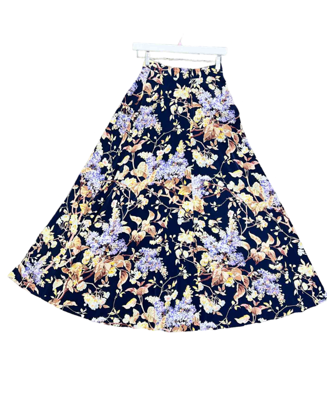 Size 0 (6) | Zimmermann Navy and Multicoloured Floral Silk Blend Maxi Skirt