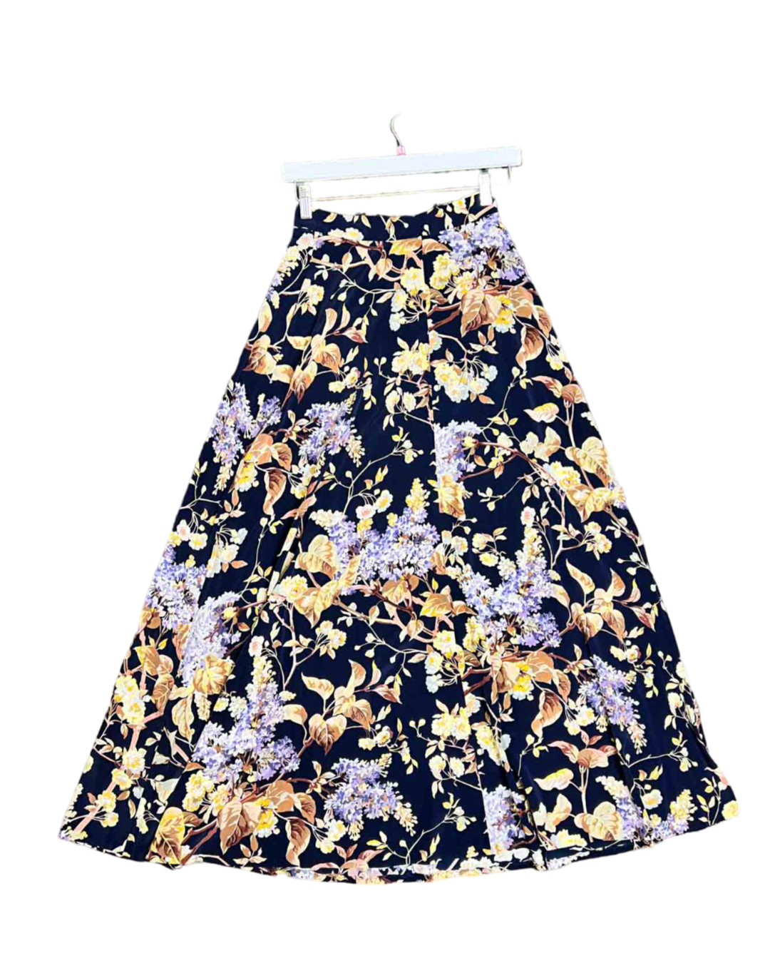 Size 0 (6) | Zimmermann Navy and Multicoloured Floral Silk Blend Maxi Skirt